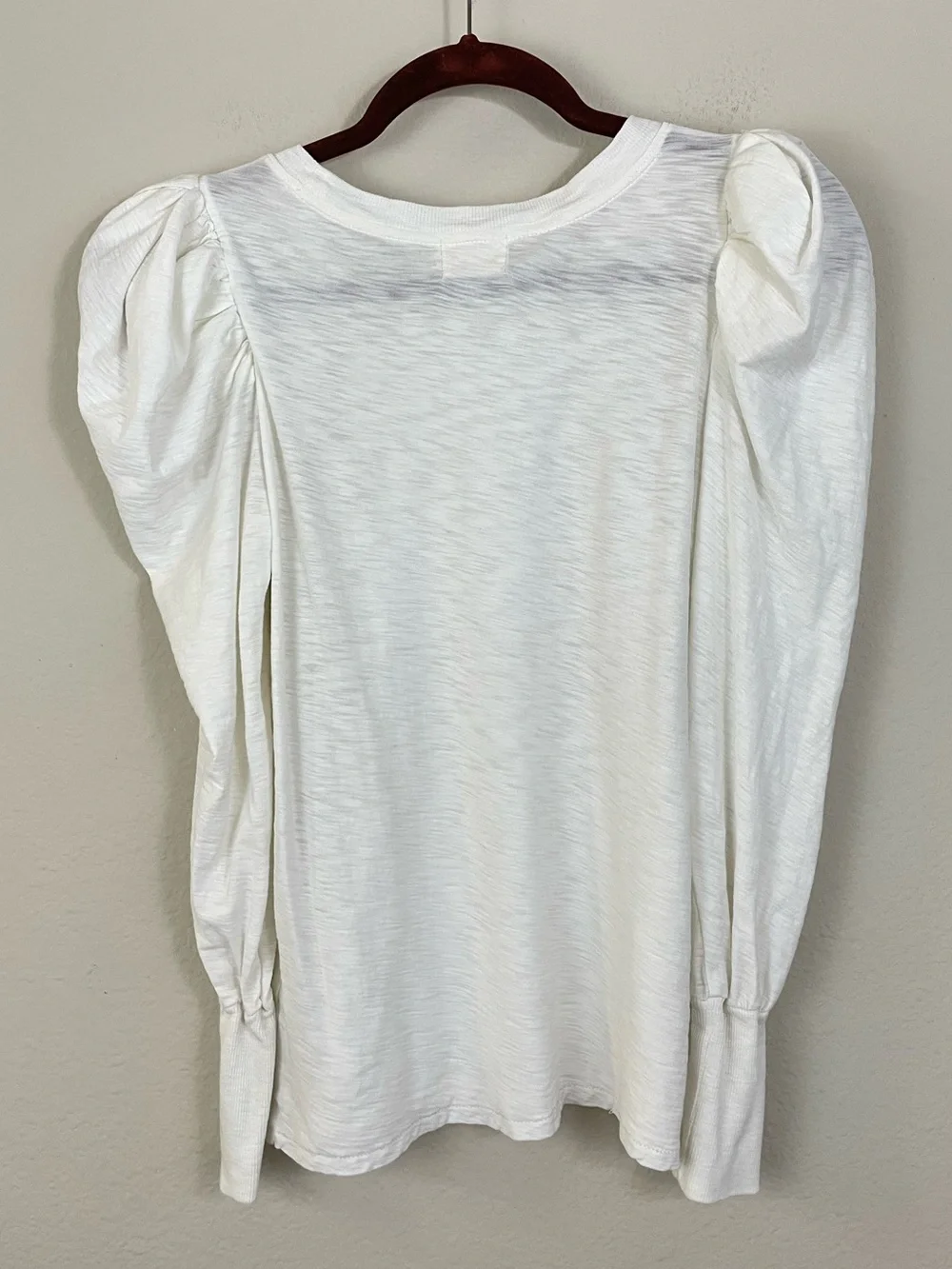 Nation LTD Off White Romy Puff Long Sleeve Pima Cotton Crewneck Top Size XS - Picture 7 of 9